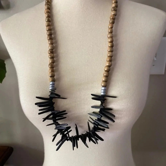 Bijou Brown & Black Barbados Statement Necklace - Picture 1 of 7